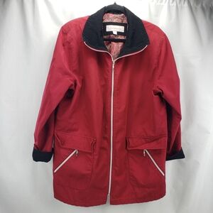 Liz Claiborne Red Black Rain Jacket Lined Size Large